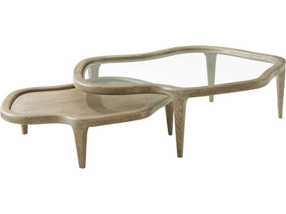 Tide Free-Form Coffee Table Oak and Glass Sandalwood Finish