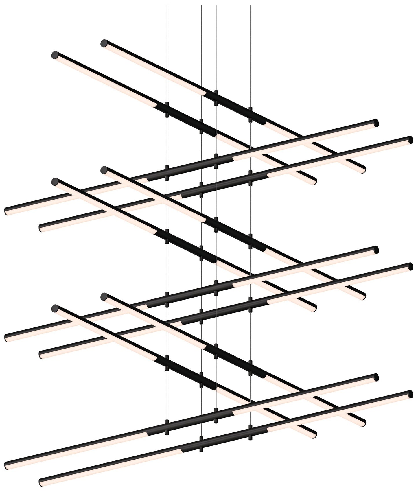 Tik-Tak??47 1/2"W Black Stack 6-Tier 24-Light LED Pendant