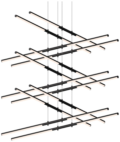 Tik-Tak??47 1/2"W Black Stack 6-Tier 24-Light LED Pendant