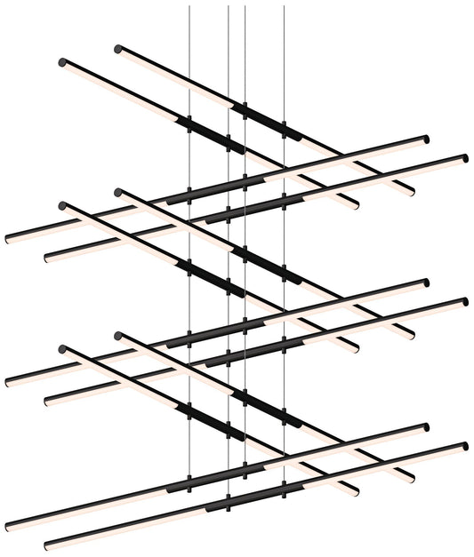 Tik-Tak??47 1/2"W Black Stack 6-Tier 24-Light LED Pendant
