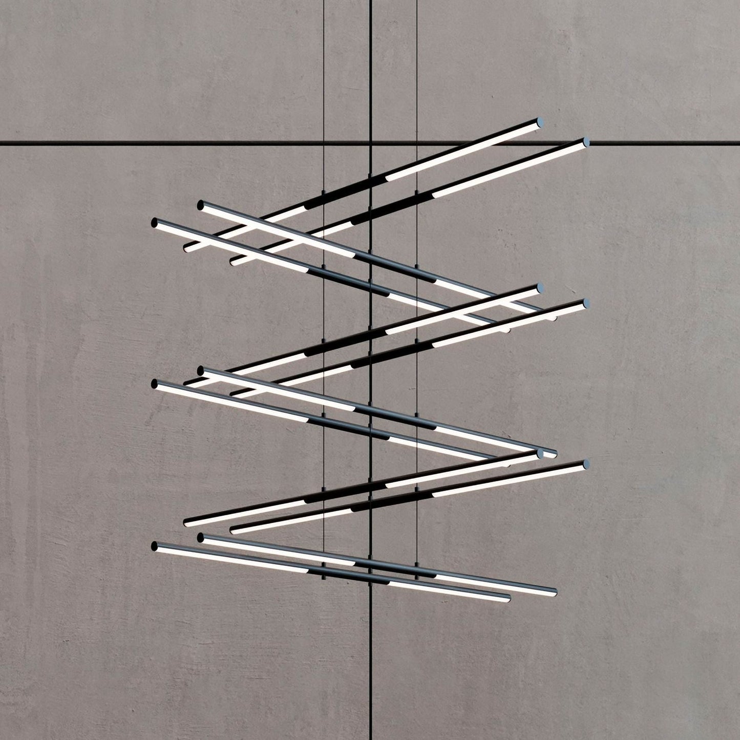 Tik-Tak??47 1/2"W Black Stack 6-Tier 24-Light LED Pendant