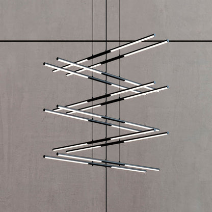 Tik-Tak??47 1/2"W Black Stack 6-Tier 24-Light LED Pendant