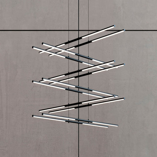 Tik-Tak??47 1/2"W Black Stack 6-Tier 24-Light LED Pendant