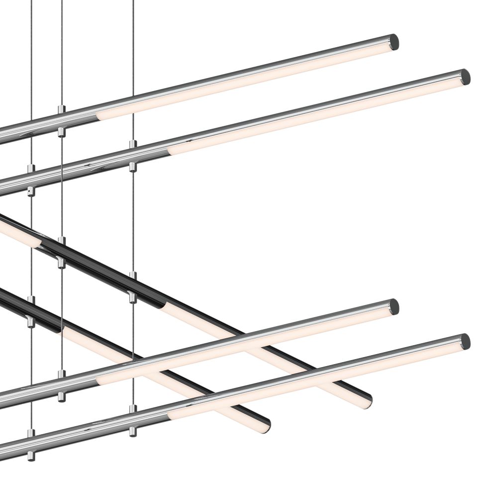 Tik-Tak??47 1/2"W Chrome Stack 3-Tier 12-Light LED Pendant