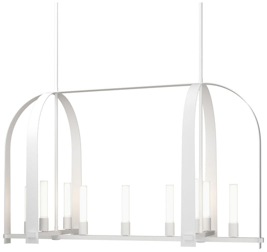 Triomphe 41" Wide 9-Light White Linear Pendant With Frosted Glass Shad