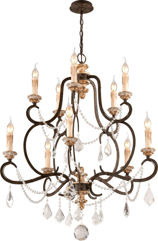 Bordeaux 10 Light 2 Tier Chandelier