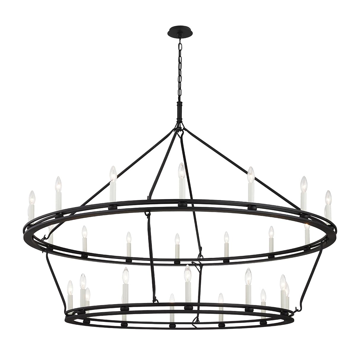 Sutton 28 Light 52" Wide Taper Candle Chandelier - Textured Black
