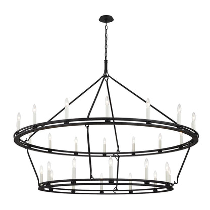 Sutton 28 Light 52" Wide Taper Candle Chandelier - Textured Black