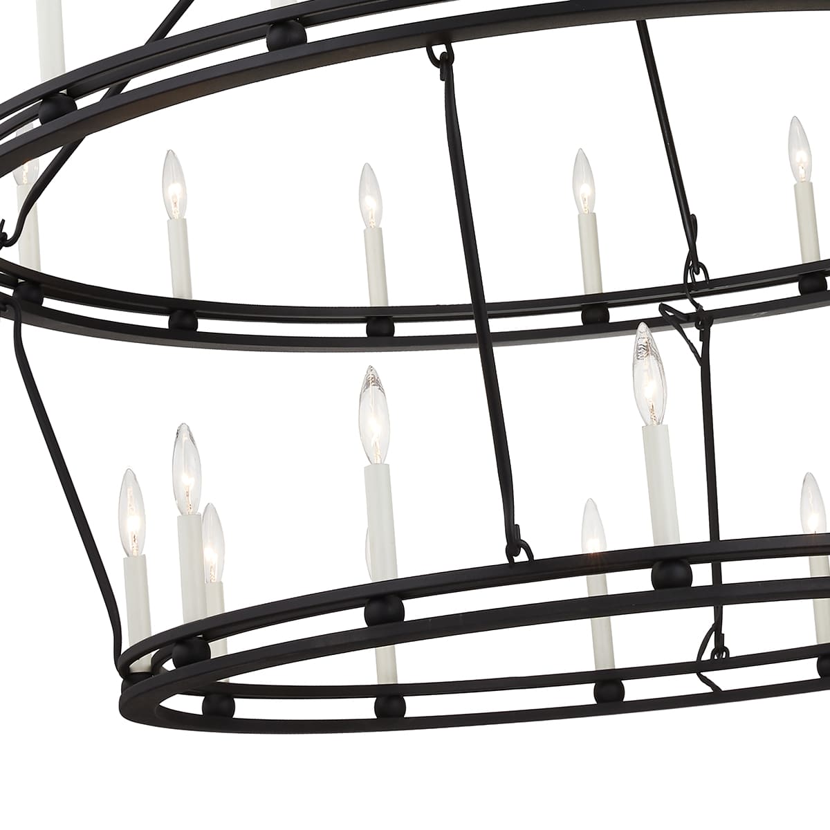 Sutton 28 Light 52" Wide Taper Candle Chandelier - Textured Black