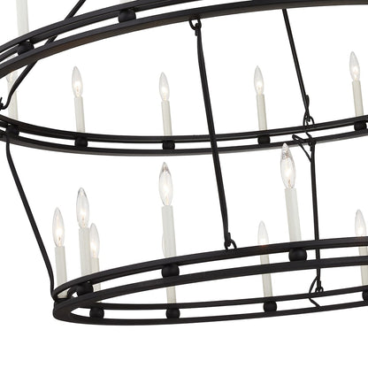 Sutton 28 Light 52" Wide Taper Candle Chandelier - Textured Black