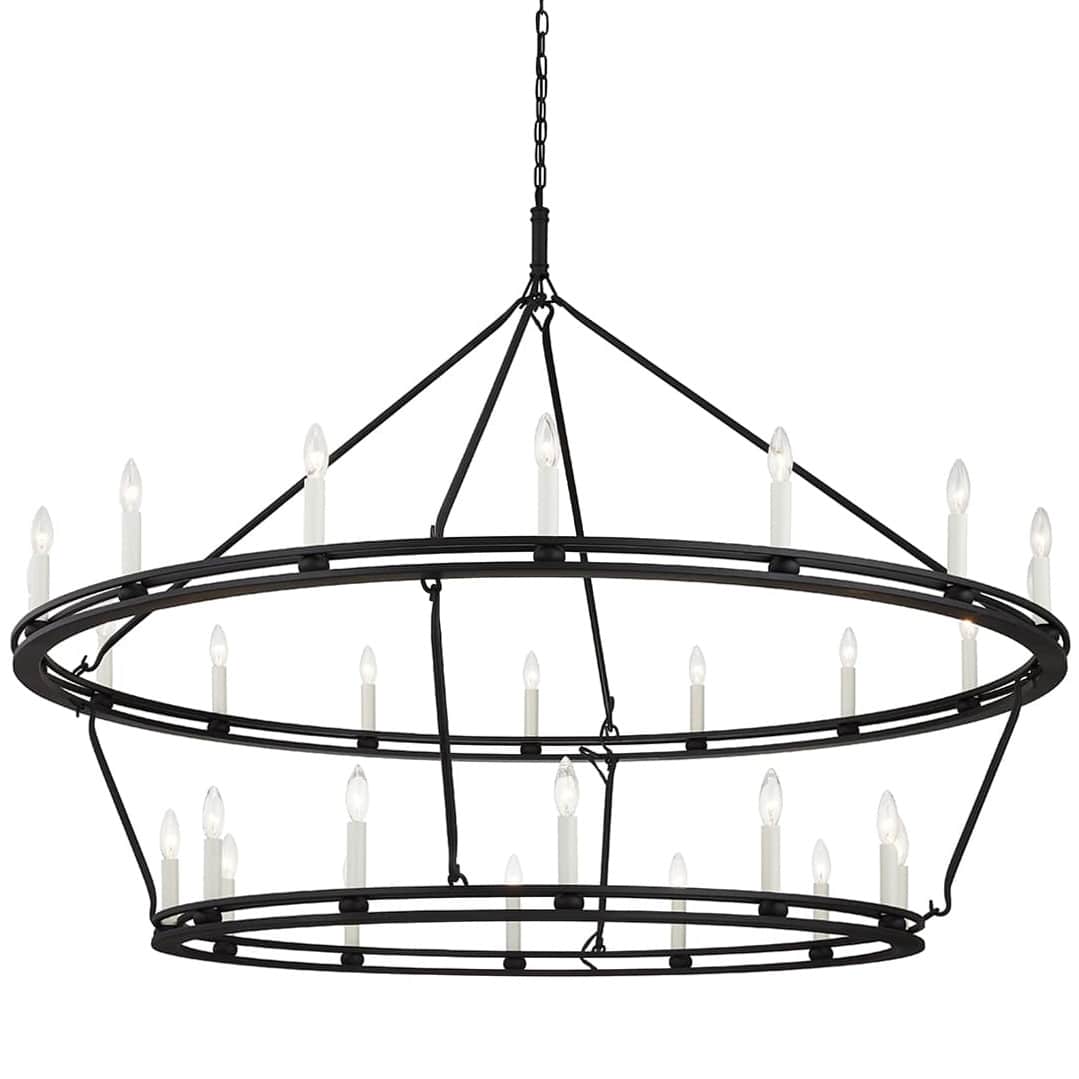 Sutton 28 Light 52" Wide Taper Candle Chandelier - Textured Black