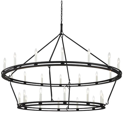 Sutton 28 Light 52" Wide Taper Candle Chandelier - Textured Black