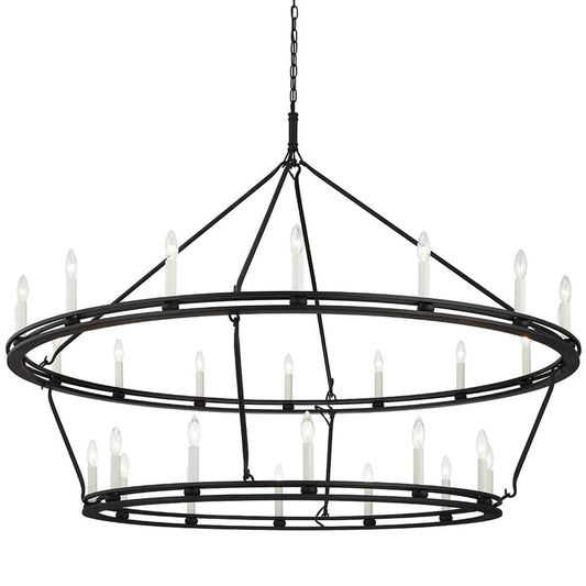 Sutton 28 Light 52" Wide Taper Candle Chandelier - Textured Black