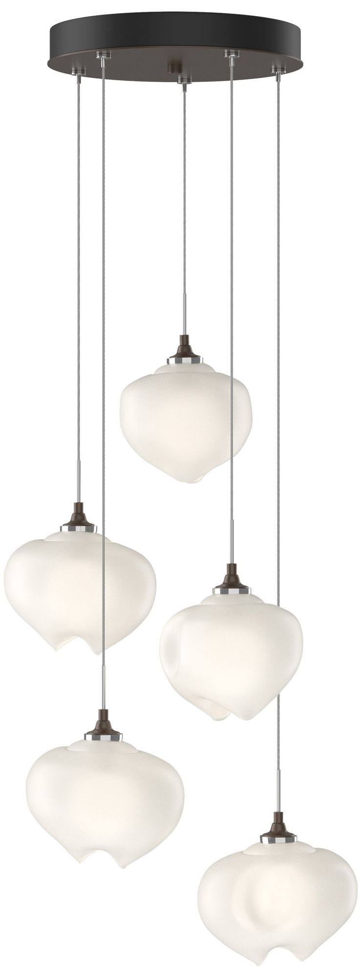 Ume 16.6" Wide 5-Light Bronze Pendant With Frosted Glass Shade