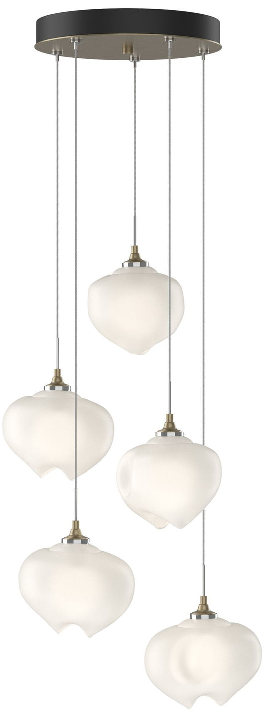 Ume 16.6" Wide 5-Light Soft Gold Pendant With Frosted Glass Shade