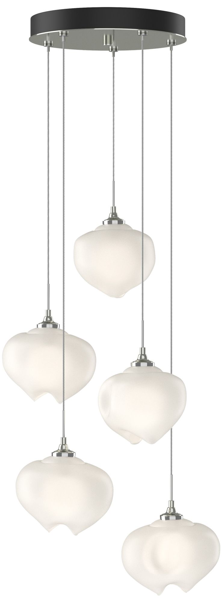 Ume 16.6" Wide 5-Light Sterling Pendant With Frosted Glass Shade