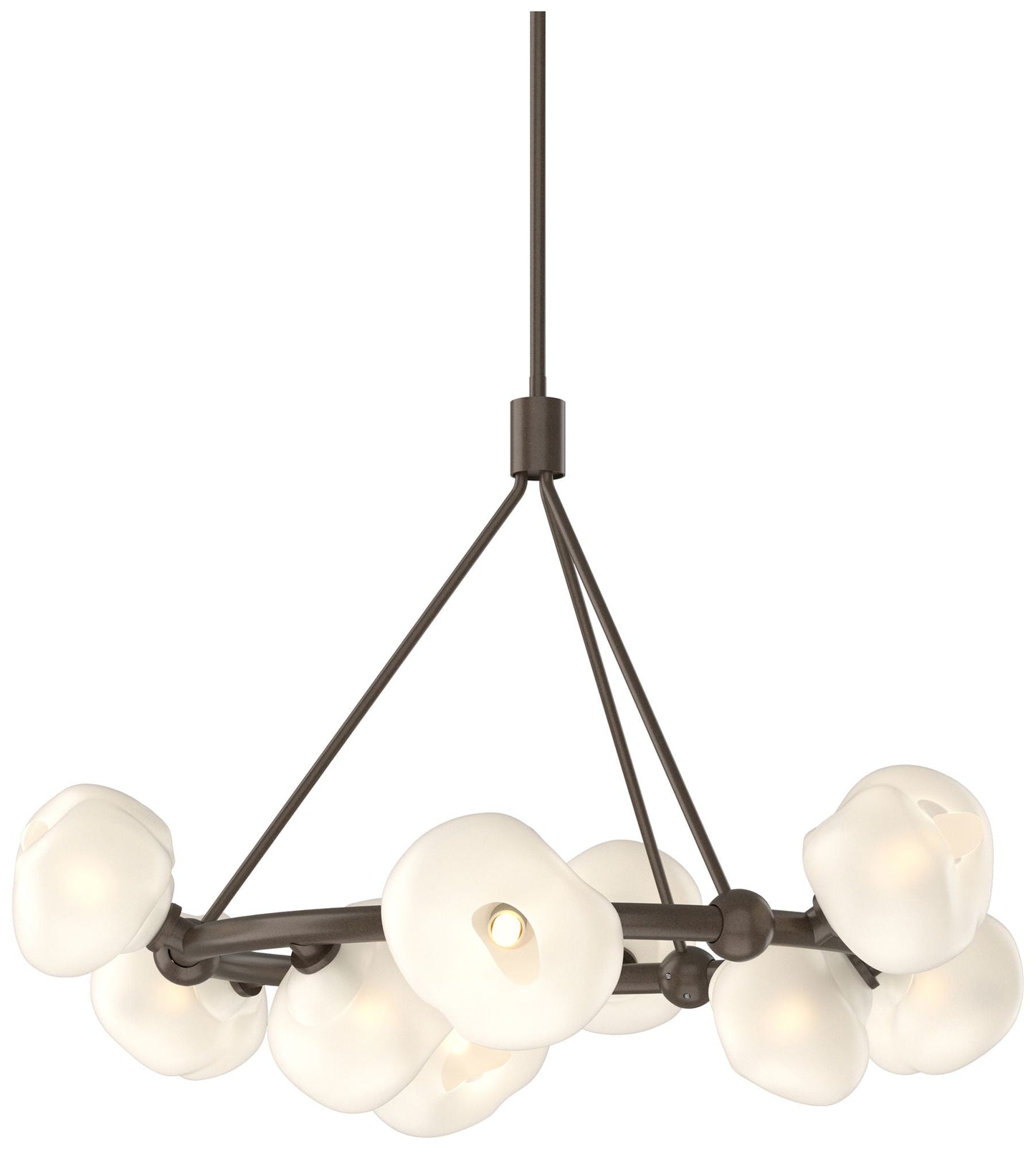 Ume 32" Wide 9-Light Bronze Ring Pendant With Frosted Glass Shade