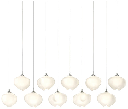 Ume 44.7"W 10-Light Rectangular Sterling Long Pendant w/ Frosted Shade