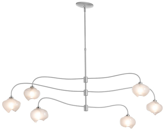 Ume 58.6"W 6.Light Large Vintage Platinum Pendant With Frosted Glass S