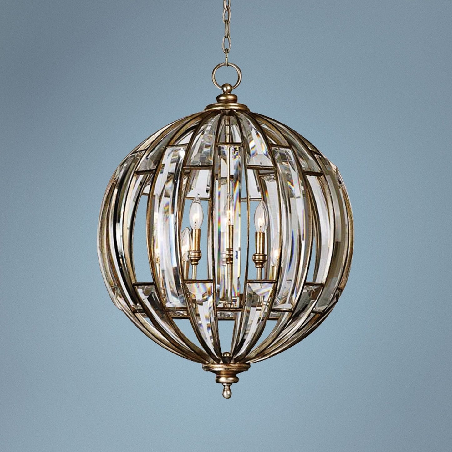 Uttermost Vicentina 22" Wide Silver Champagne Leaf Pendant