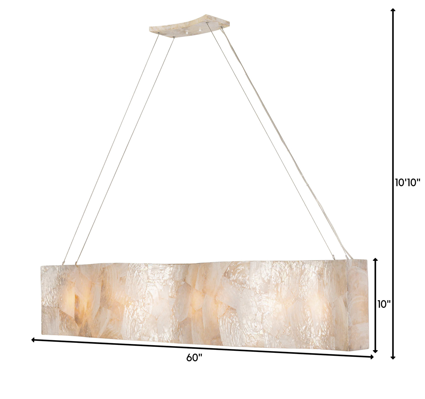 Big 8 Light 60" Reclaimed Shells Linear Chandelier