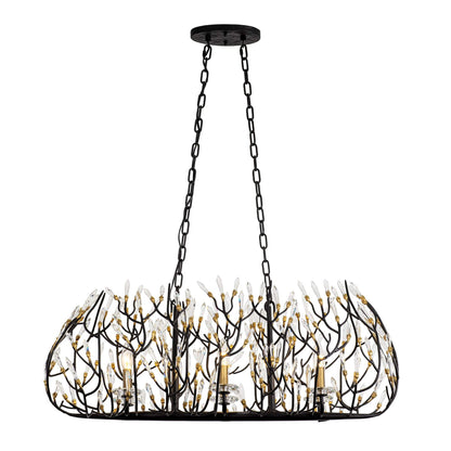 Bask 6 Light 36" Wide Crystal Linear Pendant