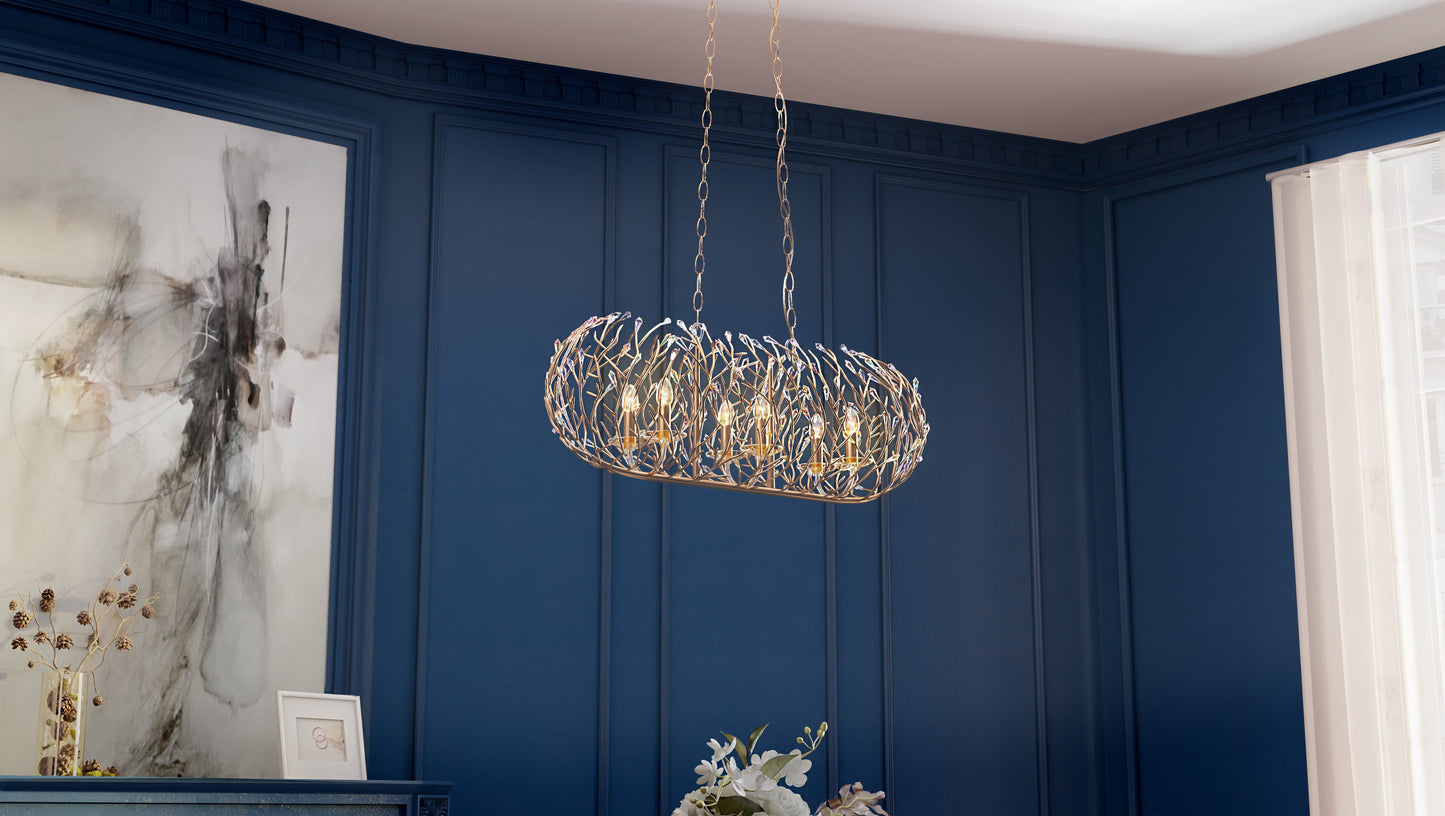 Bask 6 Light 36" Wide Crystal Linear Pendant
