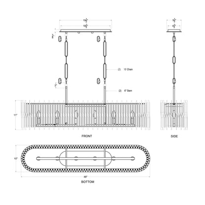 Park Row 6 Light 48" Wide Linear Pendant