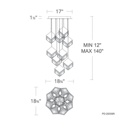 Ice Cube 9 Light 19" Wide LED Multi Light Pendant