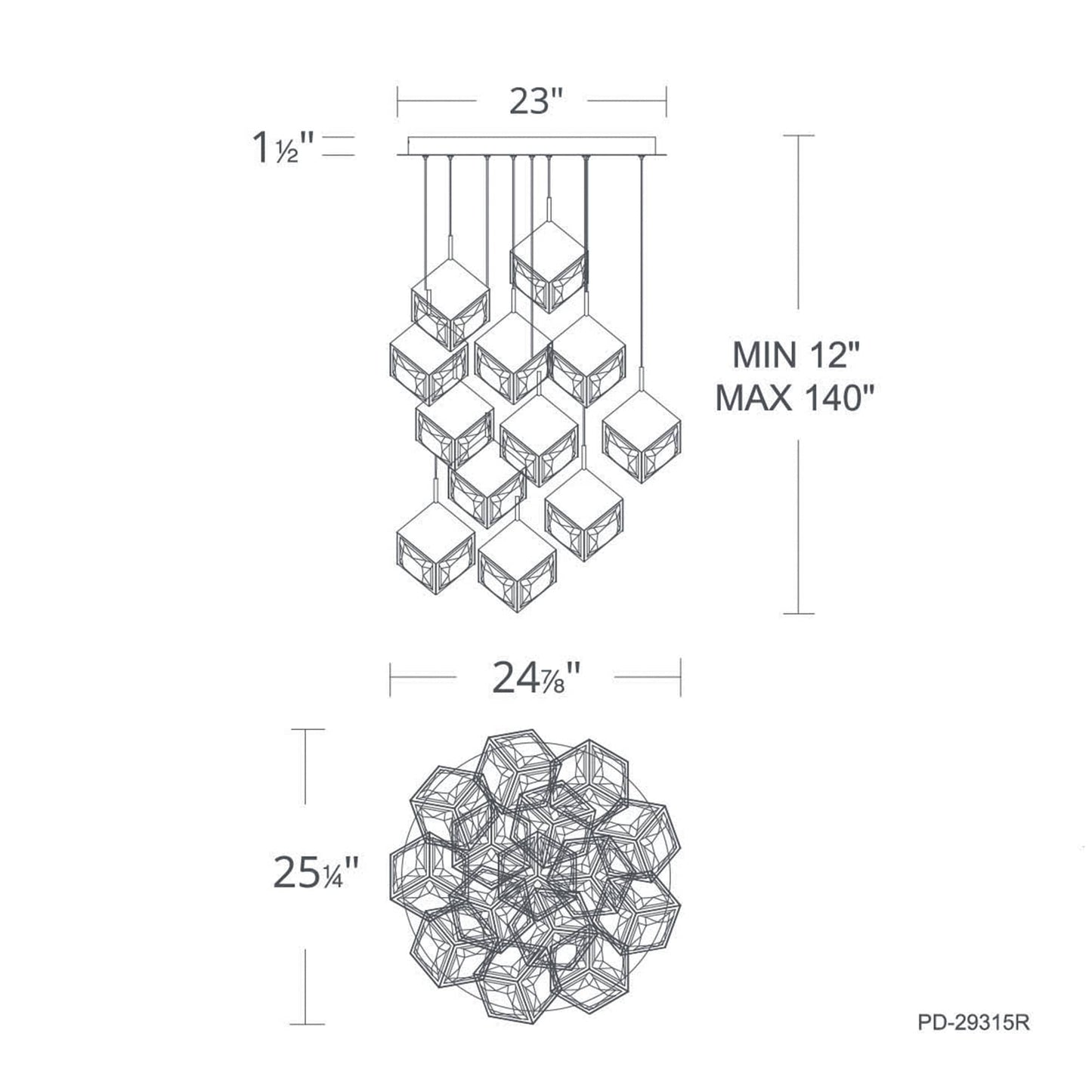 Ice Cube 15 Light 25" Wide LED Multi Light Pendant