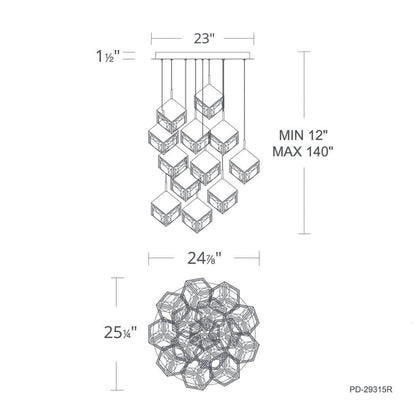 Ice Cube 15 Light 25" Wide LED Multi Light Pendant