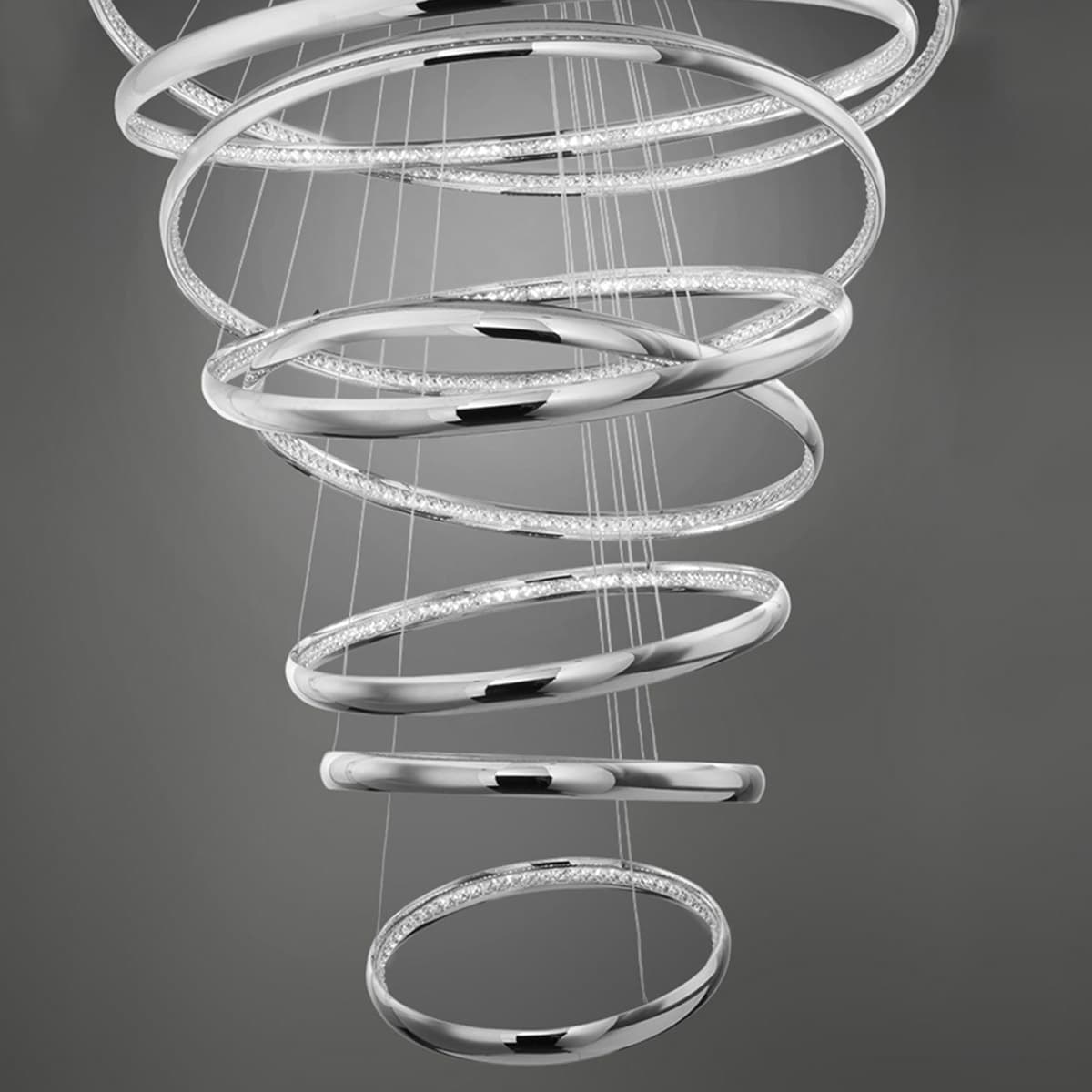 Tumbling 8 Light 32" Wide LED Crystal Ring Chandelier