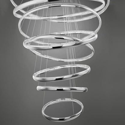 Tumbling 8 Light 32" Wide LED Crystal Ring Chandelier