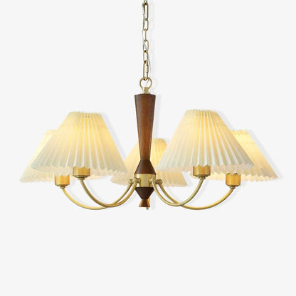Walden Pleated Shade Brass Chandelier