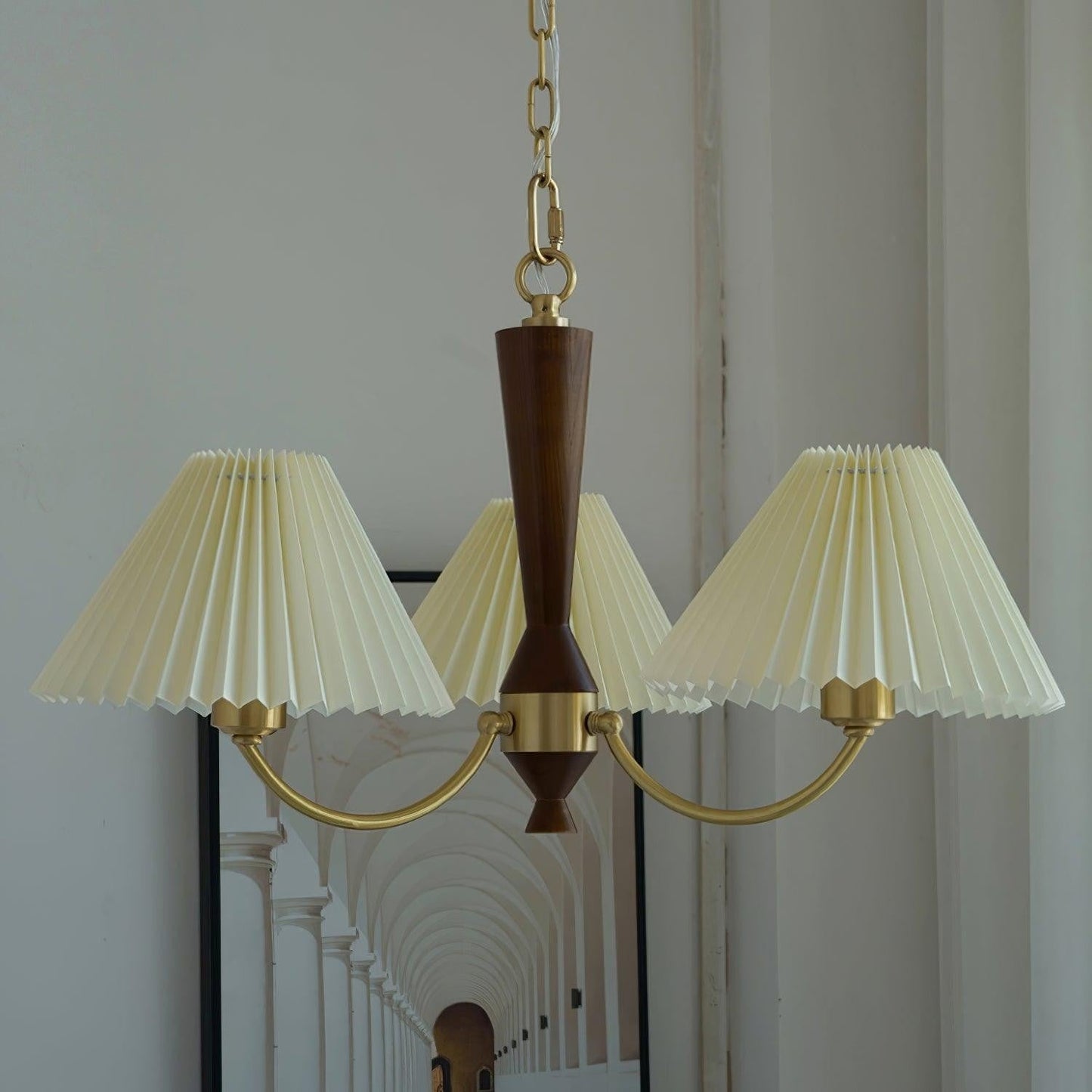 Walden Pleated Shade Brass Chandelier