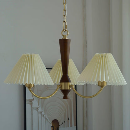Walden Pleated Shade Brass Chandelier