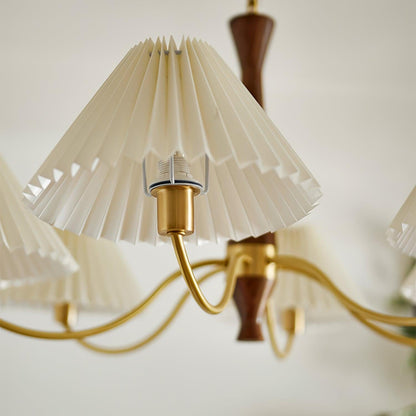 Walden Pleated Shade Brass Chandelier
