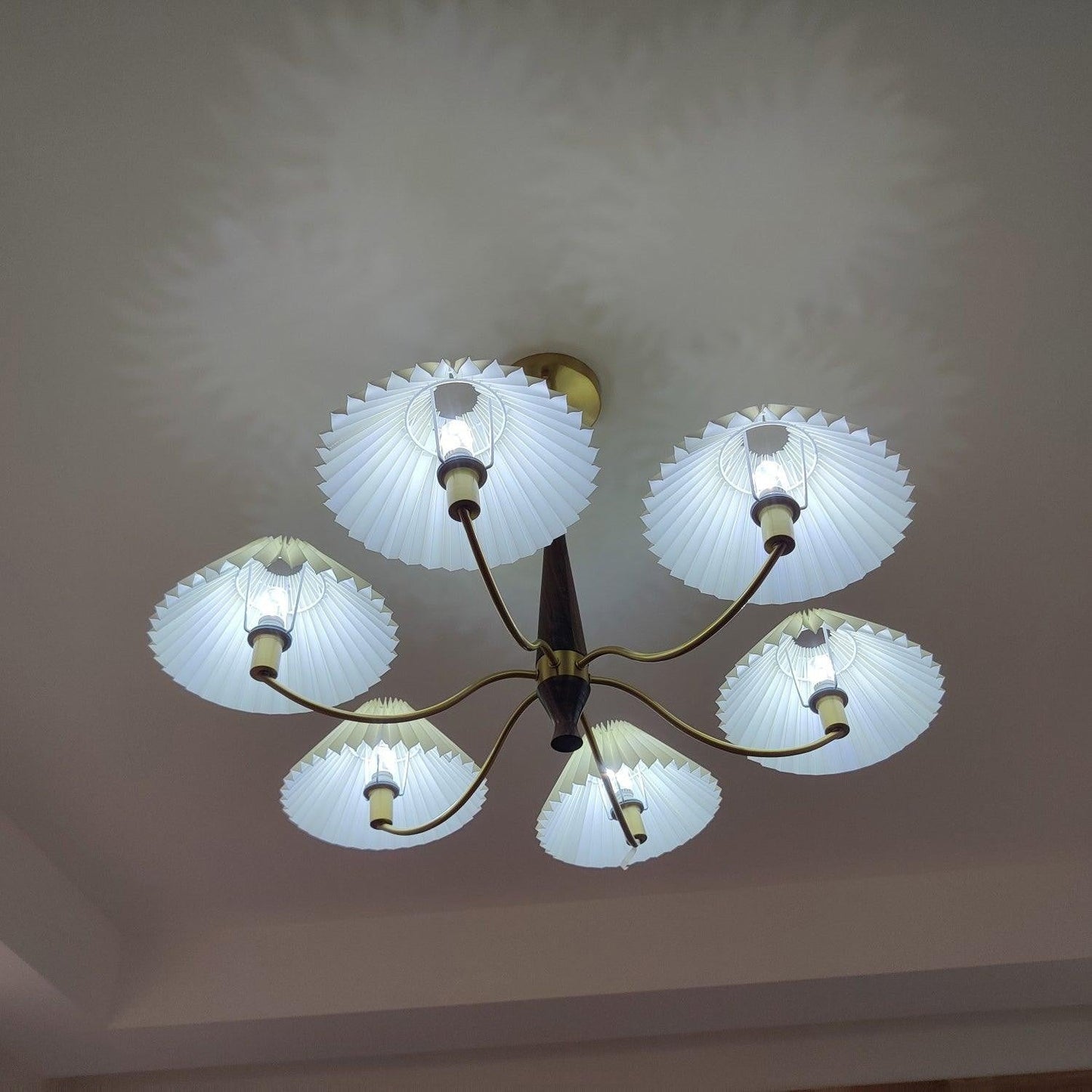 Walden Pleated Shade Brass Chandelier
