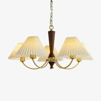 Walden Pleated Shade Brass Chandelier