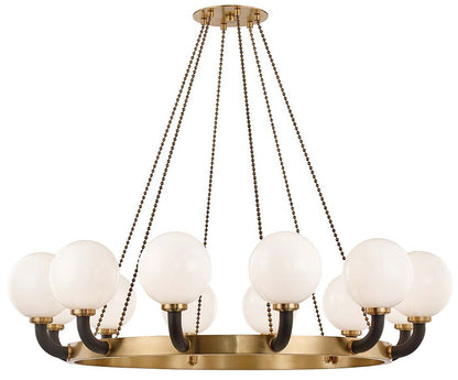 Werner 12 Light Pendant Aged Brass/Black