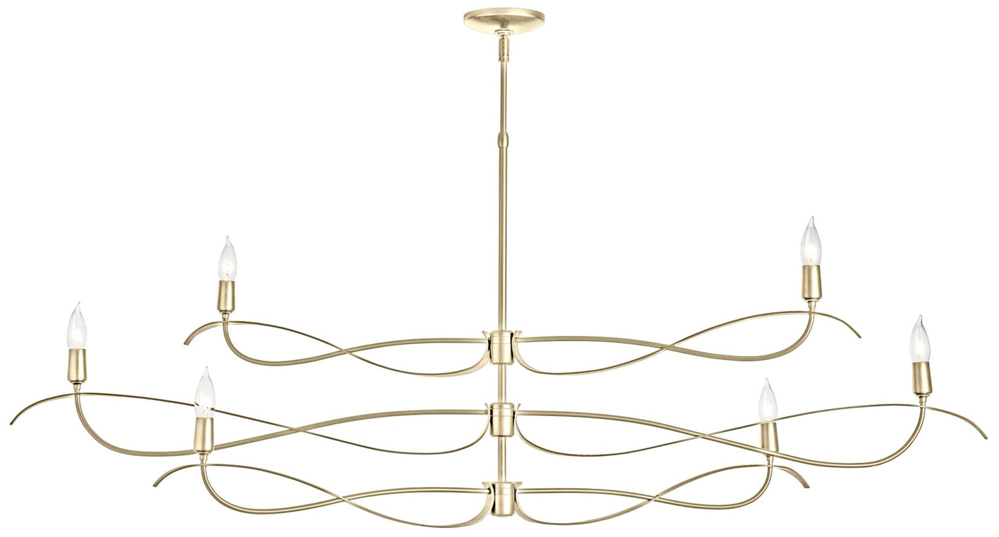 Willow 6-Light Large Chandelier - Brass Finish - Standard Overall Height