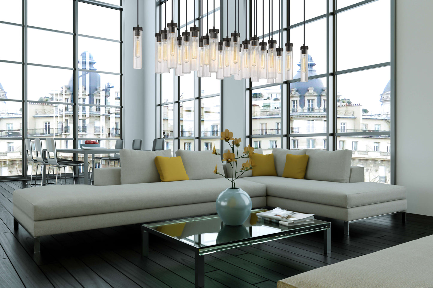 Beau 23 Light 54" Wide Suspension Linear Pendant