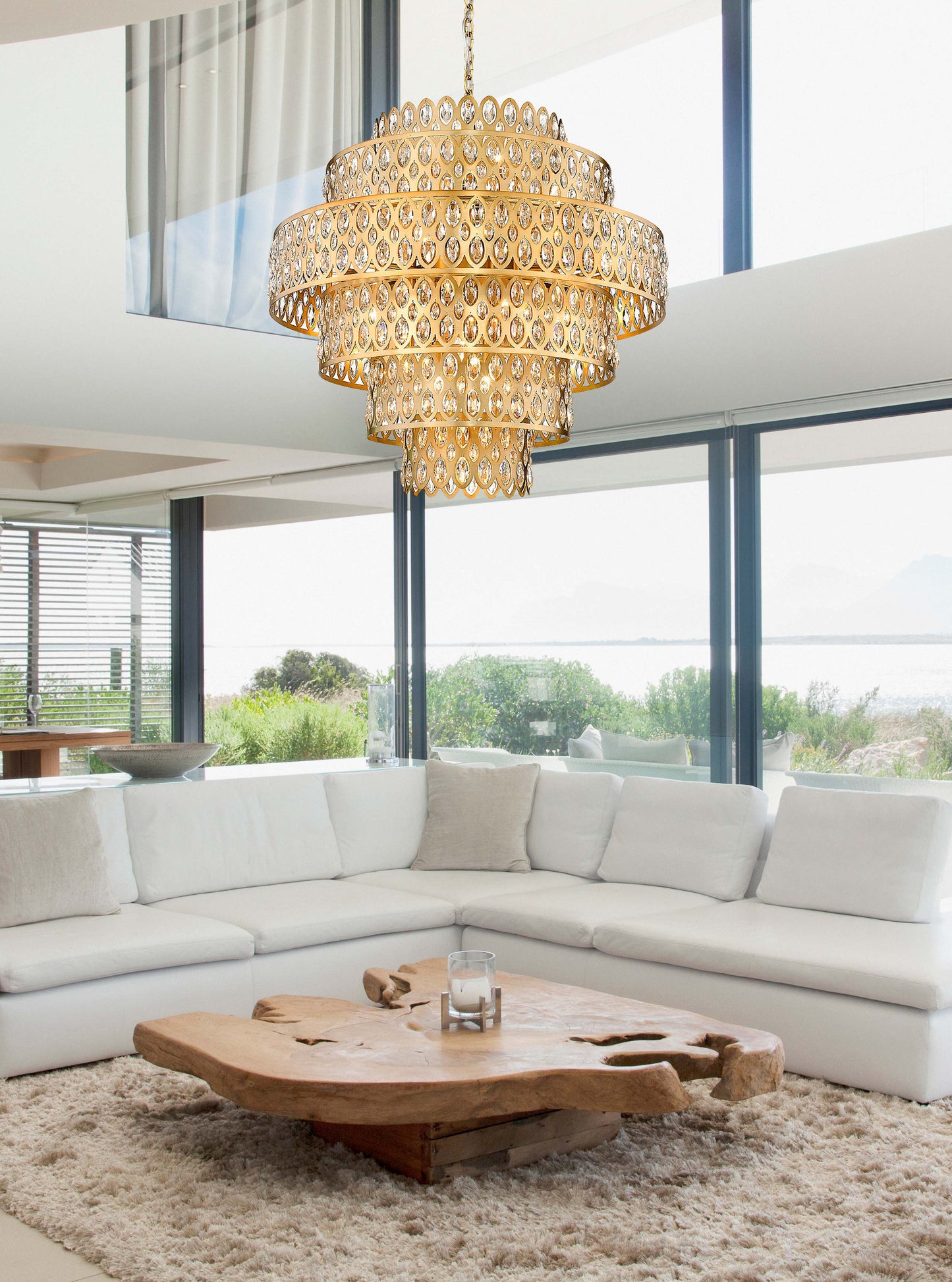 Dealey 17 Light 33" Wide Crystal Waterfall Chandelier