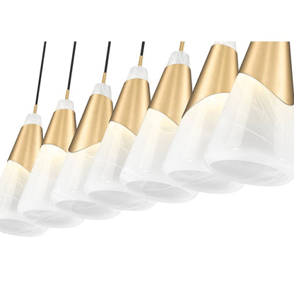 Z-Lite Aimie 7 Light 54" Wide Linear Pendant with 16" Tall White Swirl Glass Shades