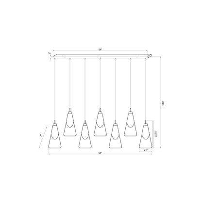 Z-Lite Aimie 7 Light 54" Wide Linear Pendant with 16" Tall White Swirl Glass Shades