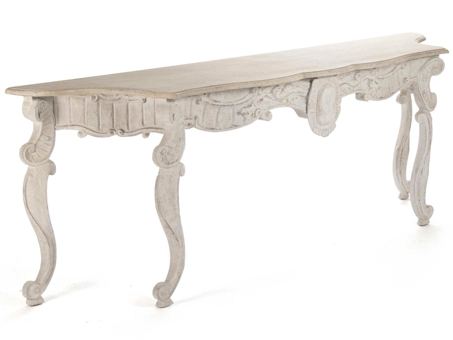 Abraham Console Table in Distressed Antique Ivory