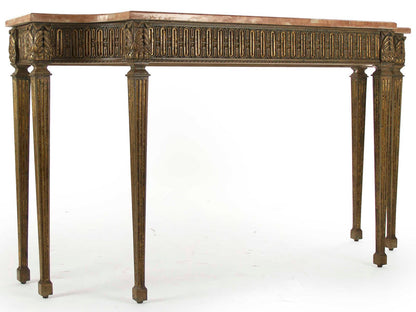 Faron Rectangle Console Table Marble Top Distressed Copper Base