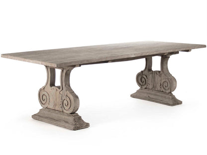 Toby Rectangle Dining Table with Trestle Base in Weathered Finish