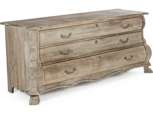 3-Drawers Natural Beech Wood Dresser